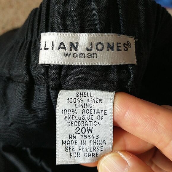 Jillian Jones Maxi Skirt 20W Black Linen Eyelet Scallop Hem Lined Lagenlook*READ - Picture 6 of 9